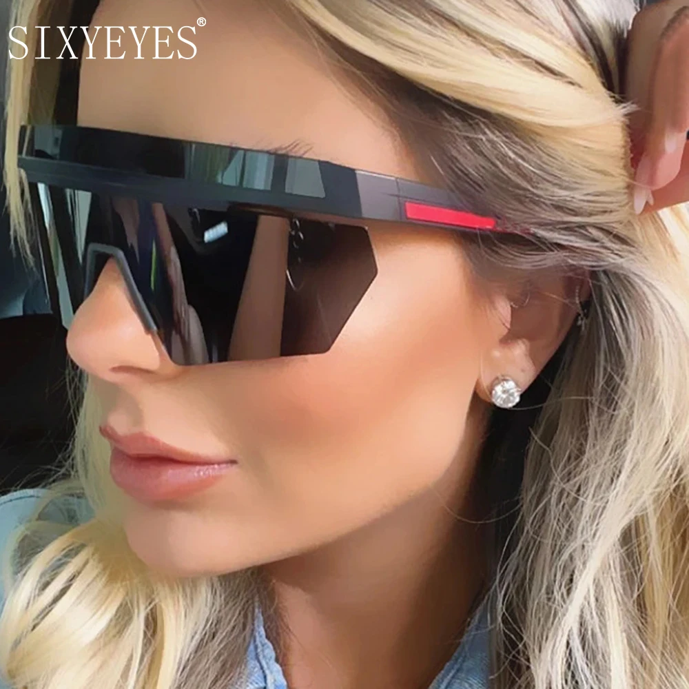 

Sports Rimless Oversized Sunglasses Women Men Mirror Unisex Flat Top Shield Sun Glasses Outdoor Driving Eyewear Uv400 Shades