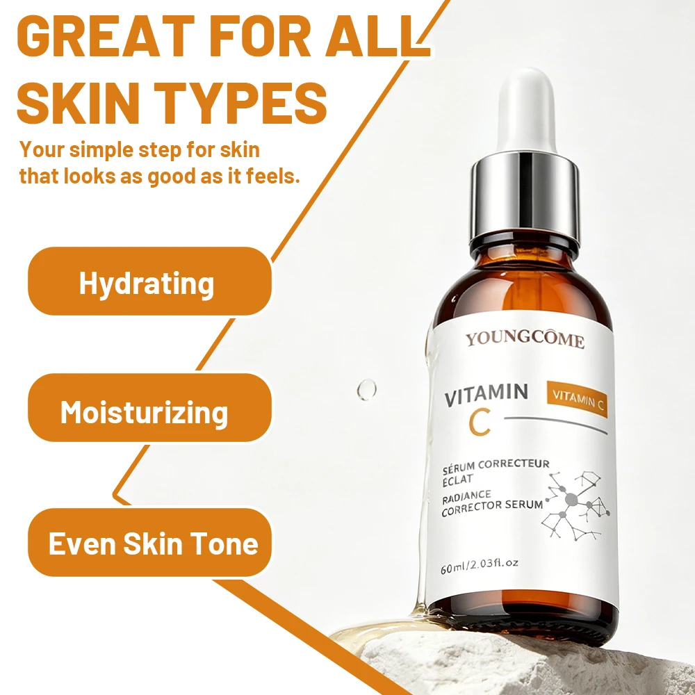 Vitamin C Serum, Hydrating Antioxidant Daily Face Nourishing Essence, Gentle Soothing Refreshing Skin Facial Care Serum 40/60ml