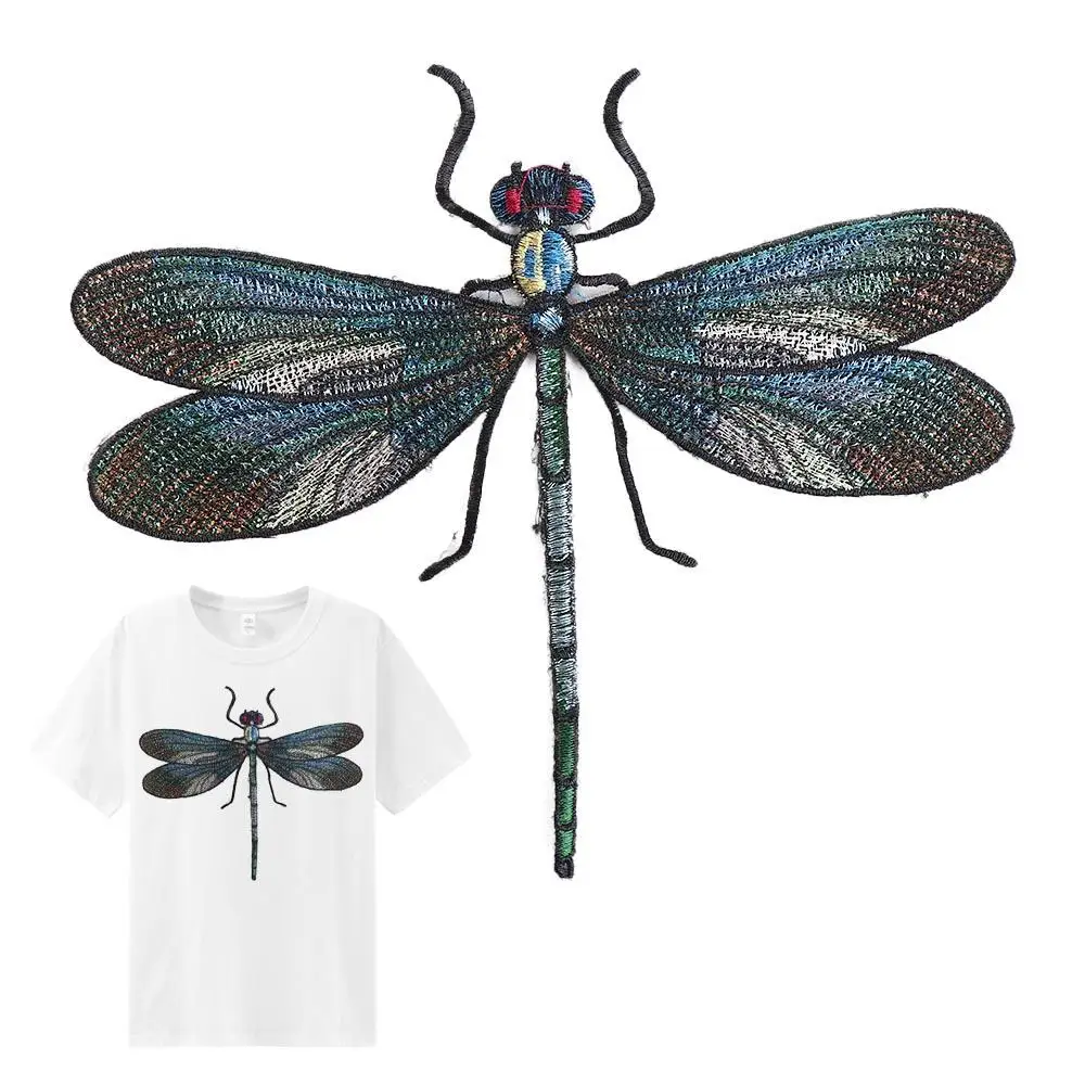 

1Pc Big Dragonfly Iron On Patches for Clothing Embroidery Patch Fabric DIY Applique Badges for Clothes Brooch Scrapbooking