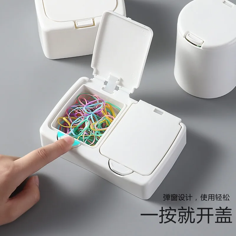 Press Open Storage Box Mini Pop-up Plastic Container Portable Dustproof for Cotton Swabs Hairpins Small Sundries Desktop Storage