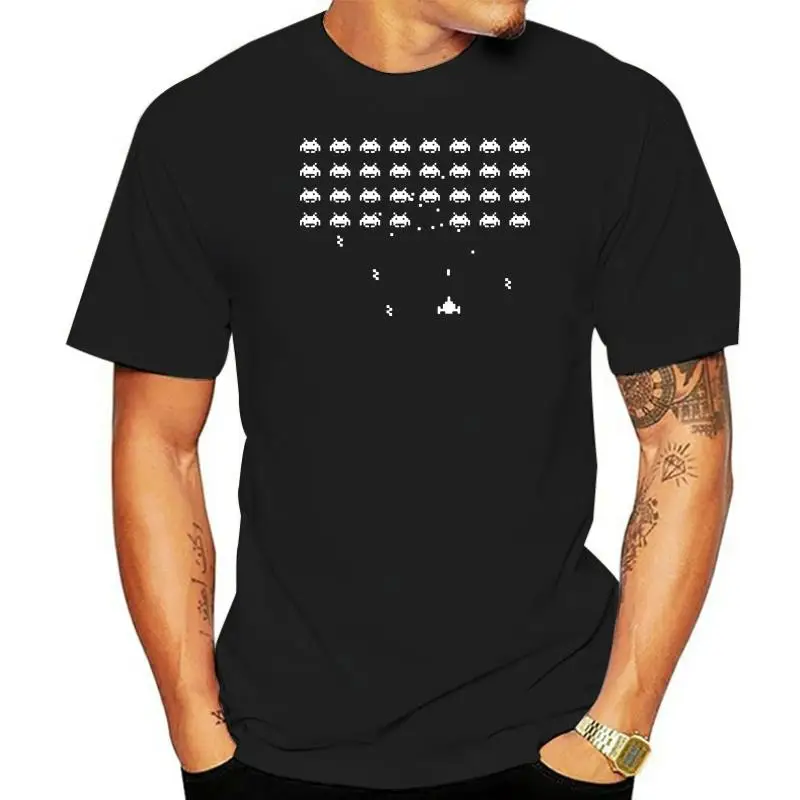 Camiseta de los Invaders del espacio para hombre, camisa de manga corta con estampado divertido e informal, 100 algodón, 1 oscuro