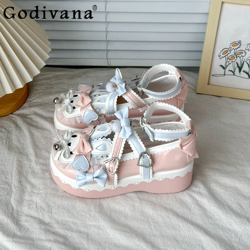 لطيف لوليتا واحدة لوليتا الأميرة أحذية نسائية جديدة حلوة الشباب تنوعا JK لو أحذية الإناث مقوس دانتيل أحذية جلدية واحدة #4