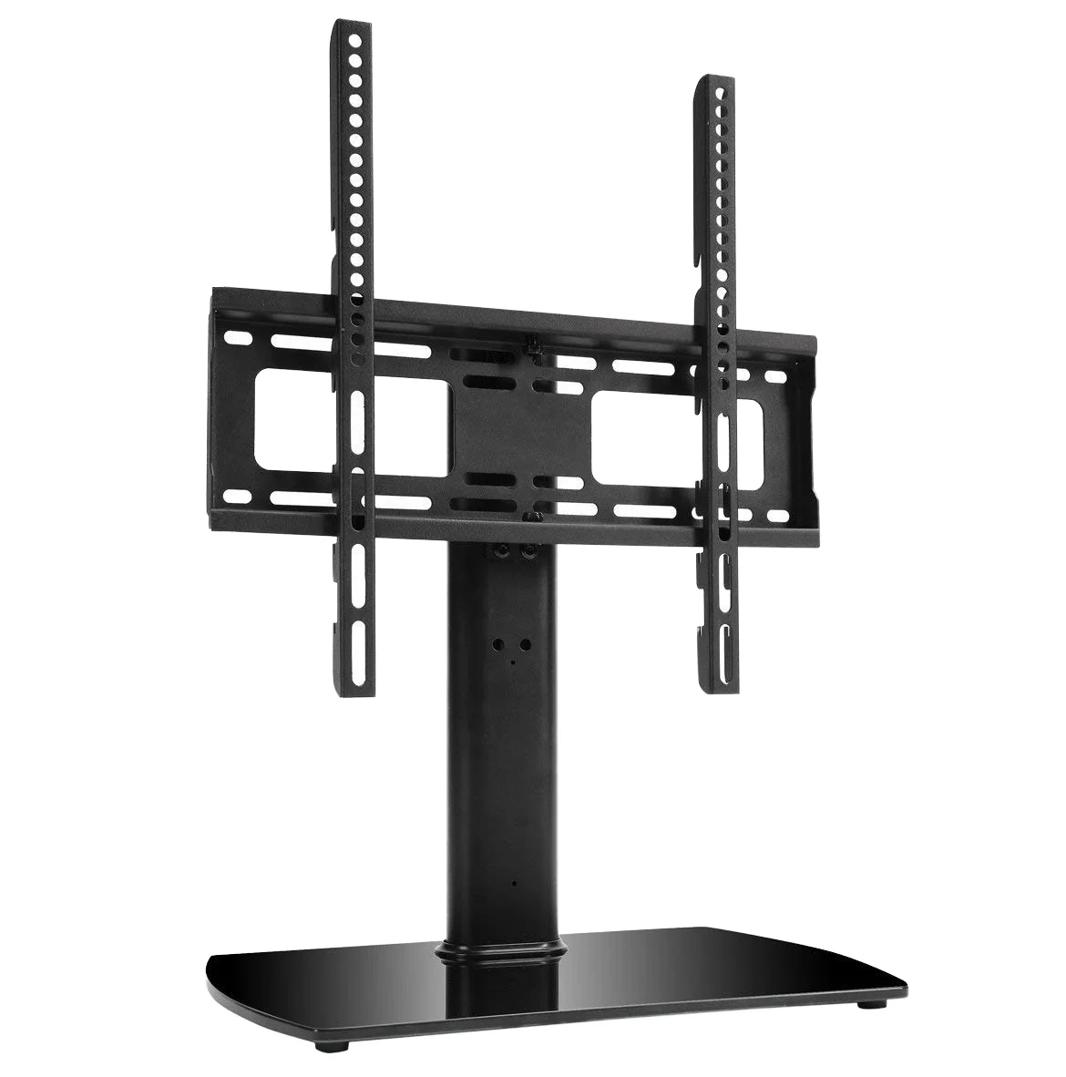 Modern Farmhouse Living Room for TV Stand Flat Screens Tabletop TV Stand Universal Tempered Glass with Heavy Duty Base