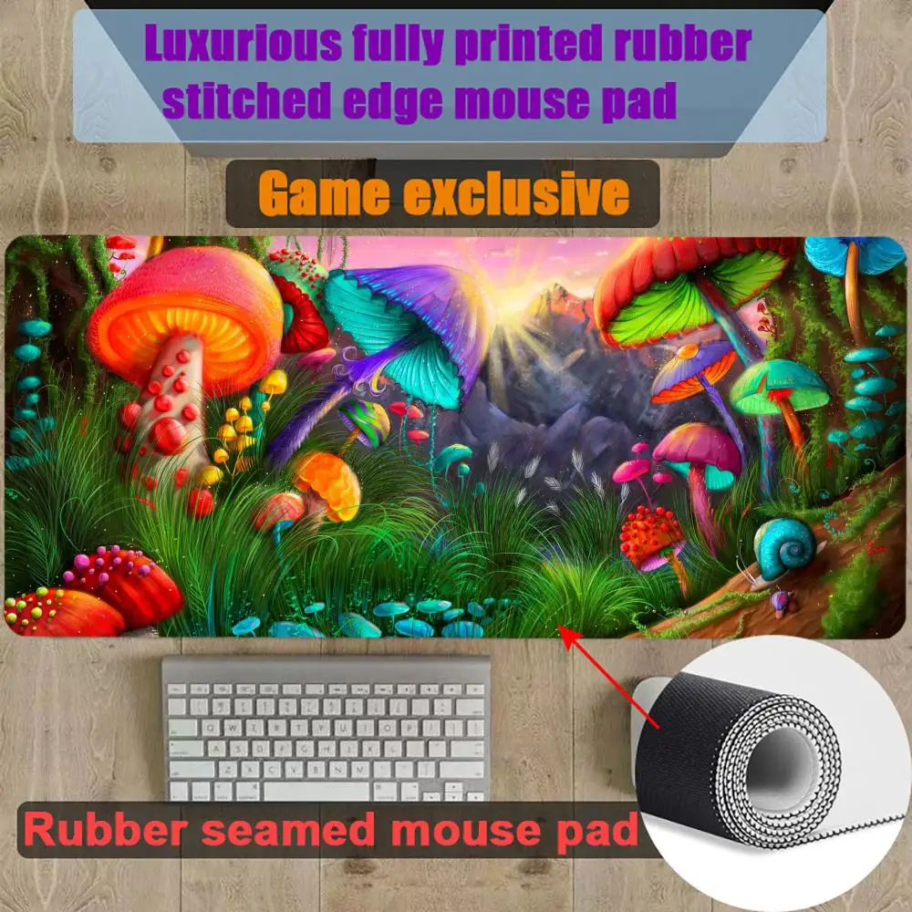 

Psychedelic Mushroom Mouse Pad Gamer Gaming Rubber Seamed Mouse Pad Accessories Desk Keyboard Pad Computer Laptop