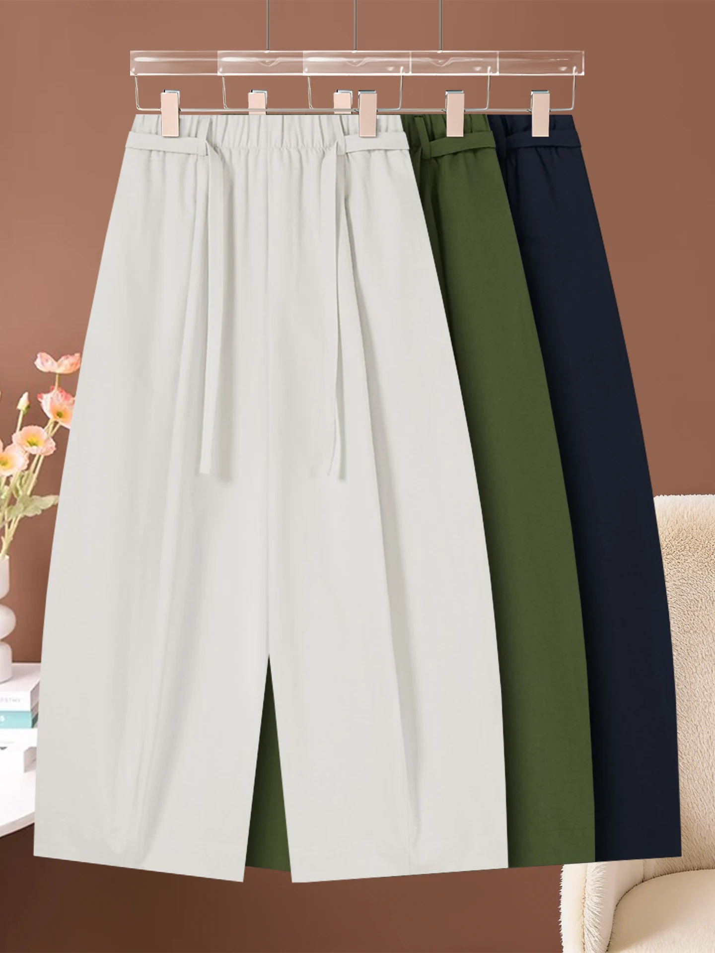 

Женские брюки-бананы с высокой талией и широкими штанинами, весна-лето 2026, новые эластичные свободные брюки-самураи, повседневные брюки-бананы для похудения