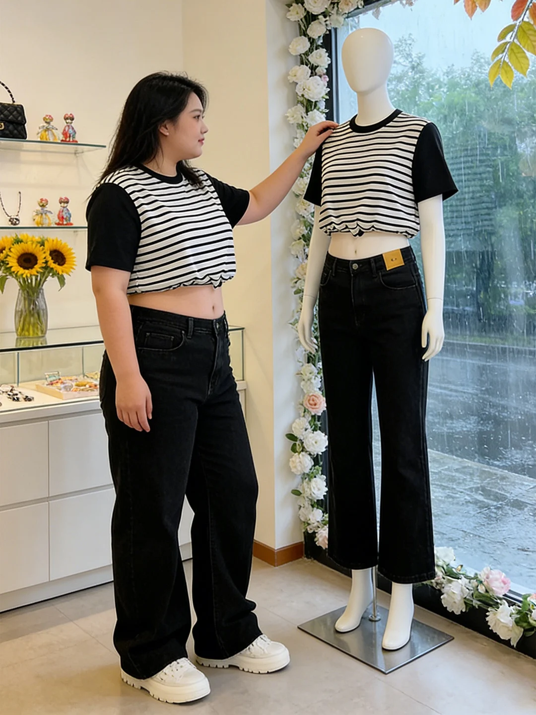 

Джинсы с высокой талией и прямым кроем, больших размеров, женские, свободного кроя, в пол, повседневные, комфортные, дышащие, эластичные