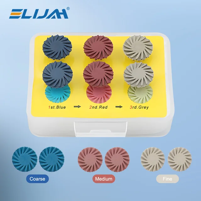 6 sztuk/pudło Dental kompozytowa żywica tarcza polerska gumowa polerka 14mm koło 3 kolory spiralna szczotka Flex Instrument stomatologiczny