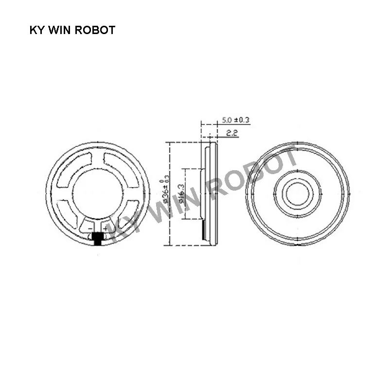 2pcs/lot New Ultra-thin Mini speaker 16 ohms 0.5 watt 0.5W 16R speaker Diameter 36MM 3.6CM thickness 5MM