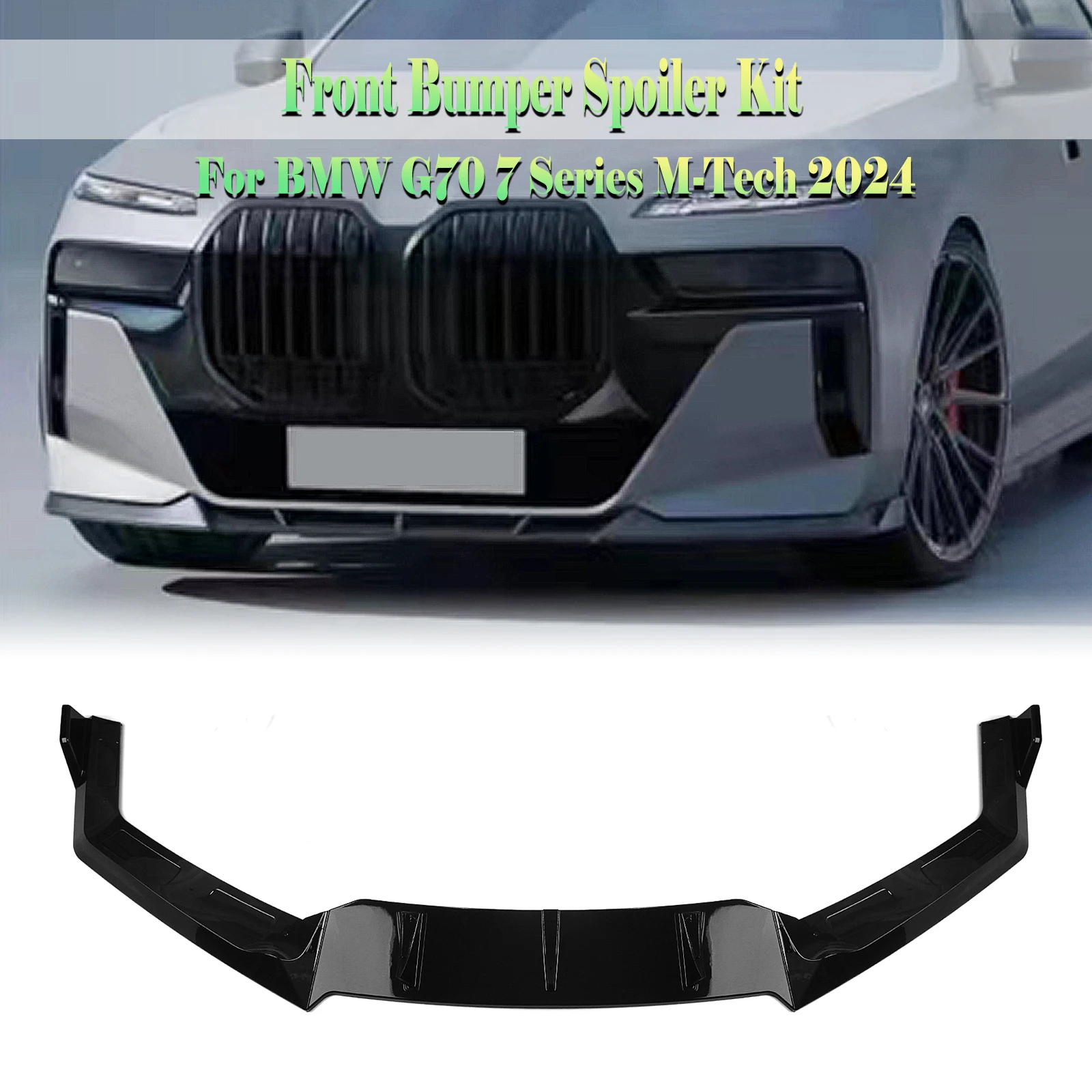 

Front Bumper Spoiler Lip For BMW 7 Series G70 M Tech 2024 Glossy Black Lower Body Kit Splitter Protection Blade Protector