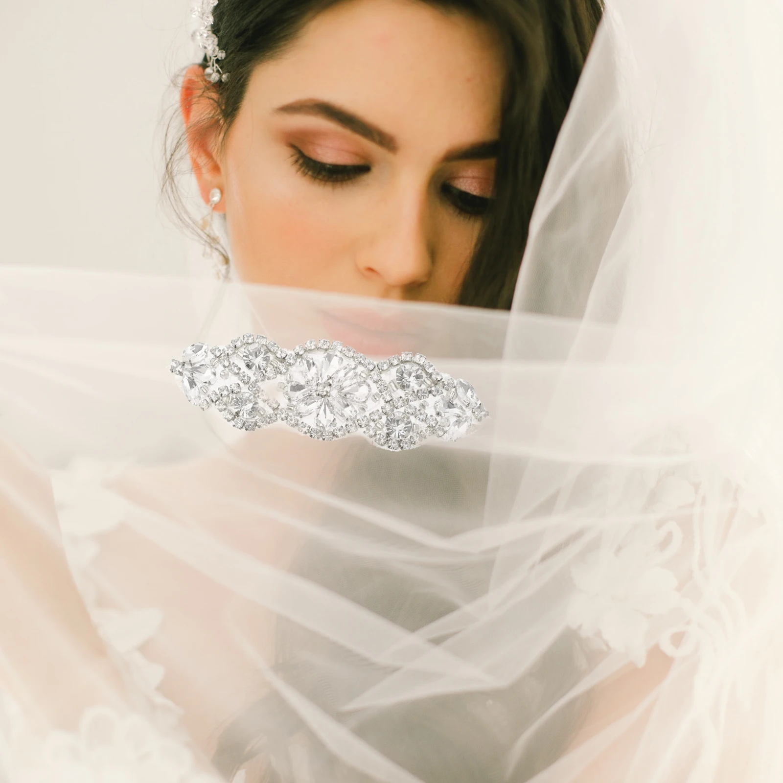 

4Pcs Rhinestone Applique Sash Patch Girdle Belt Bridal Dress Decorations DIY Water Drill Transfer Elastic Band Sewing