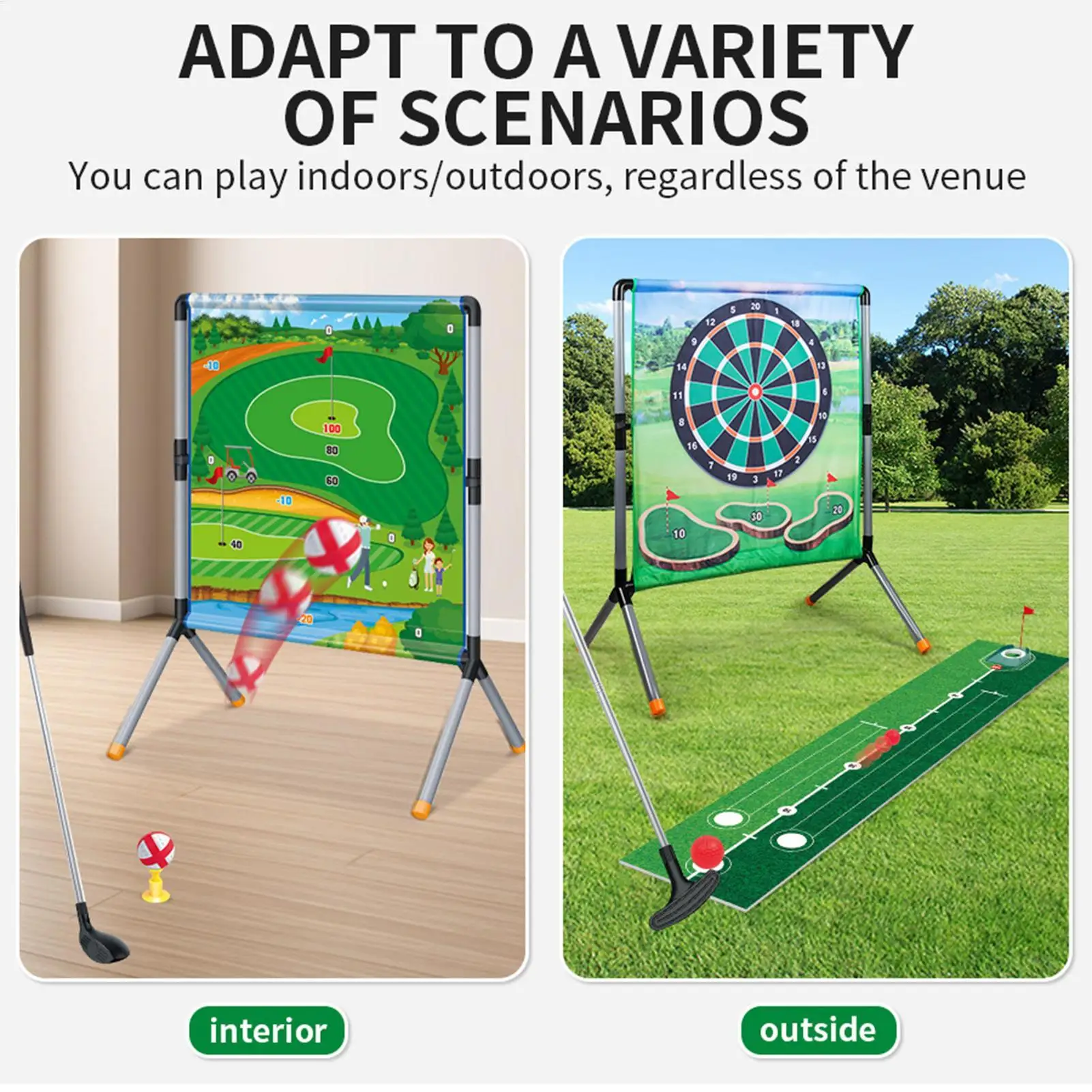 Golf Chipping Game Training Aid Sports Toys with Balls Tees Putting Mat Play Set Outside Activities for Hitting Practice Adults