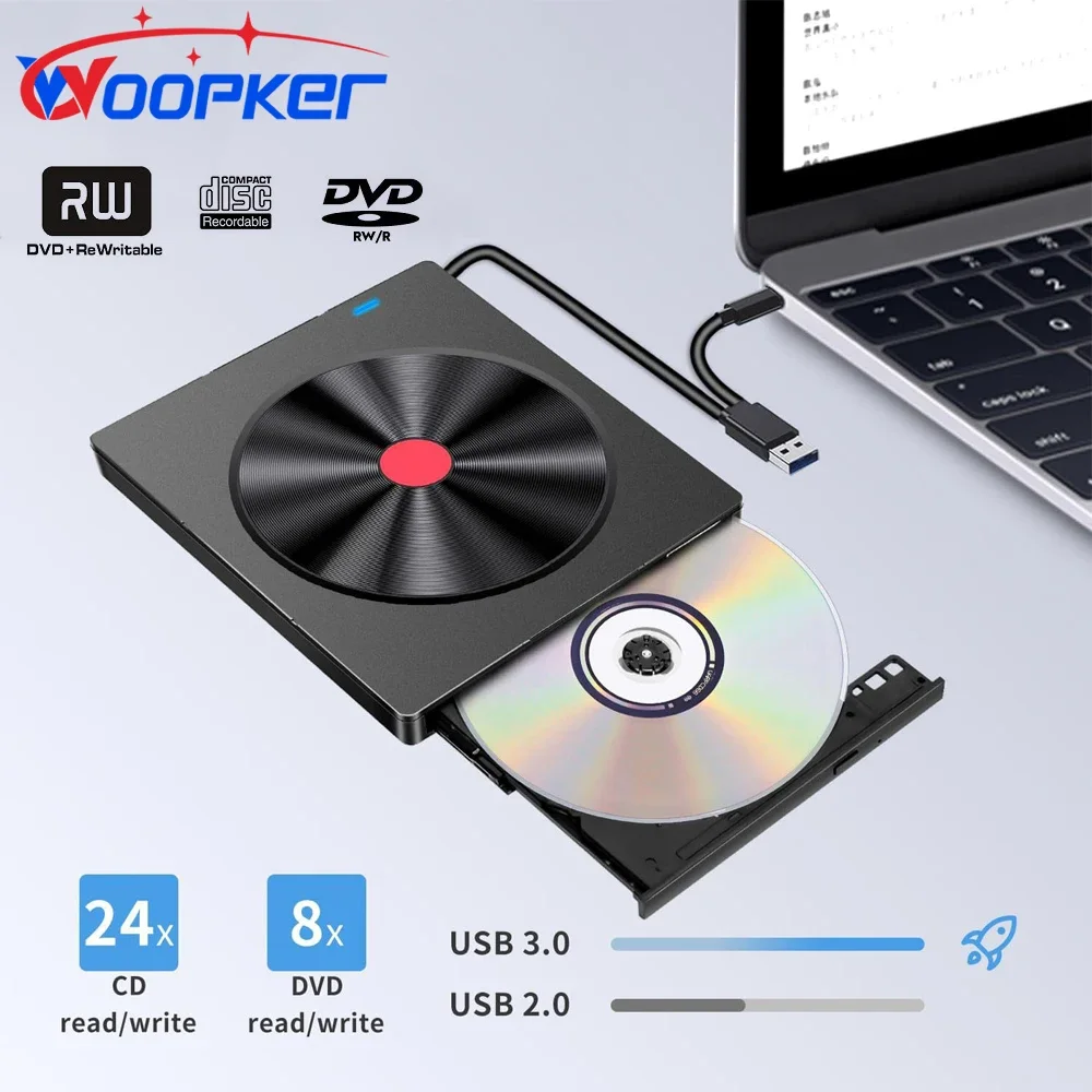 Woopker-Lecteur CD B52 Type C USB 3.0, lecture sans perte, RW, DVD, prend en charge la carte SD/TF, graveur portable pour lapmédication