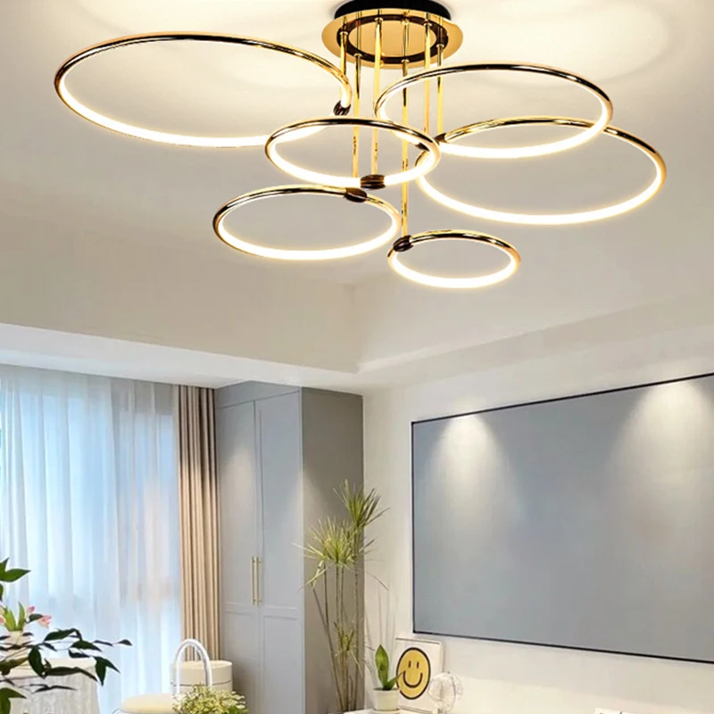 

AiPaiTe Aluminum Silicone Designer Circle Bamboo Model LED Chandelier for Living Room, Dining Table and other Home Decoration