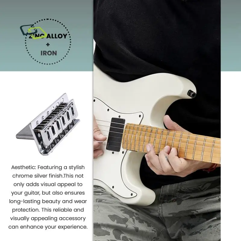 Sistema de puente A17F-Tremolo para guitarra eléctrica Fender Stratocaster SQ ST, accesorios de guitarra cromada y plateada, espaciado de cuerdas