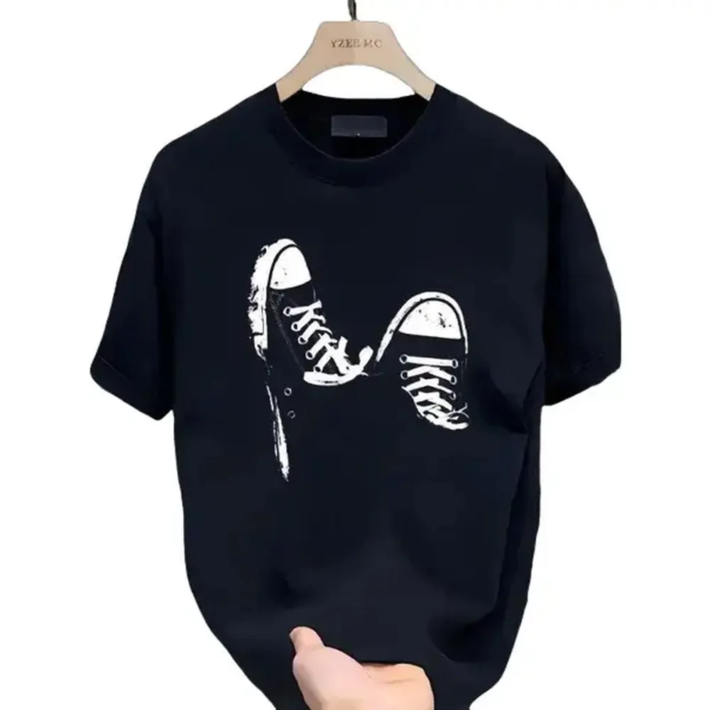 Nueva Camiseta de Verano con Estampado Sencillo, Manga Corta, Cuello Redondo, Tejido de Algodón Transpirable, Top para Mujer, Camiseta Suave y Gruesa para el Día a Día, Estilo Urbano, Cuello Redondo, Manga Corta, Básica, Ajustada, Minimalista, con Gráficos, Camiseta de Corte Holgado, Camiseta Holgada, Ropa Nueva de Verano para Hombre