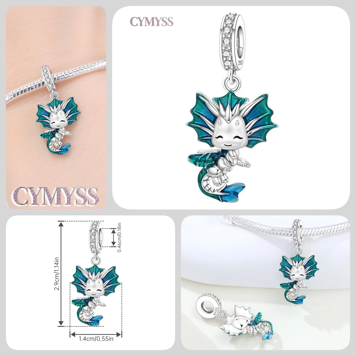 Blauer Charm, 925er Sterlingsilber, Ozeanperlen, Betta-Fisch-Anhänger, Geburtstagsfeier, Geschenk für Frauen, Armband, Halskette, DIY-Perlen, Schmuck – Detail 27