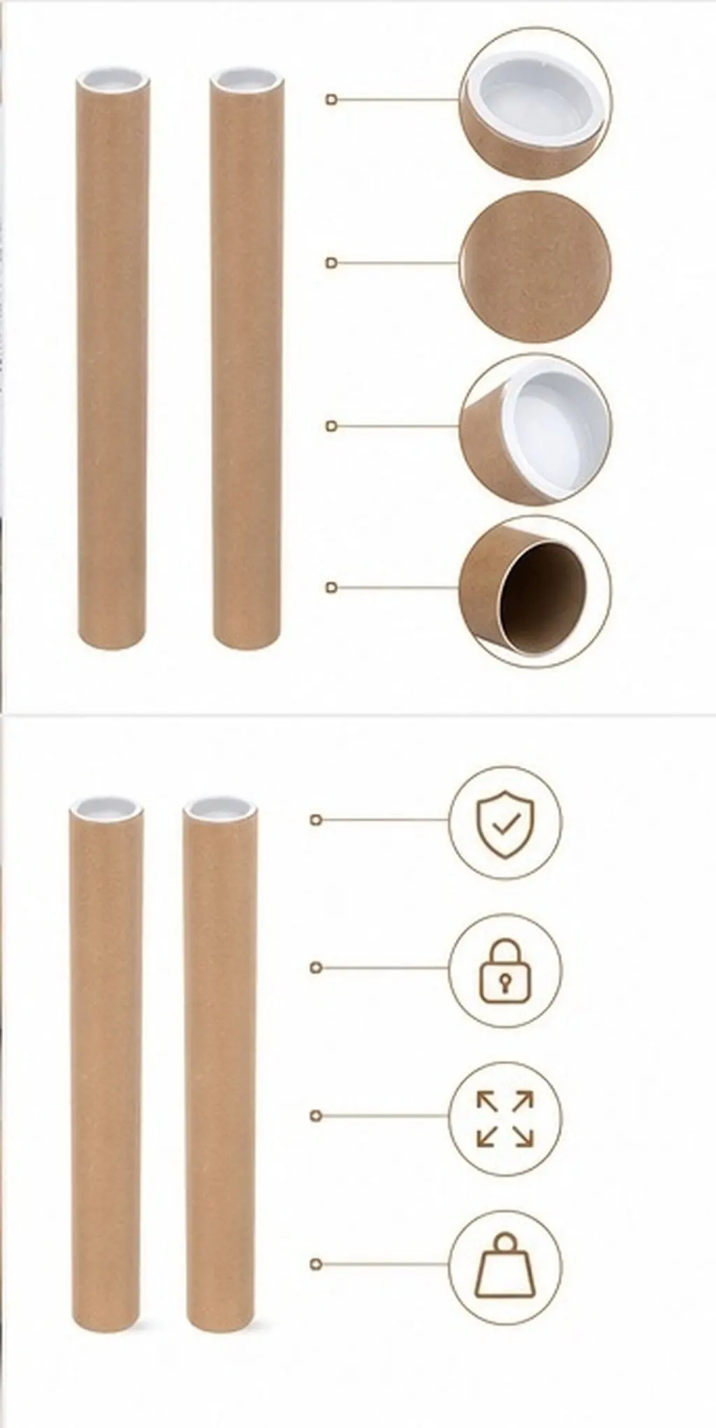 2Pcs Poster Mailing Tubes Heavy Duty Thickened Kraft Cardboard End Caps Secure Storage for Artwork Posters Blueprints Documents
