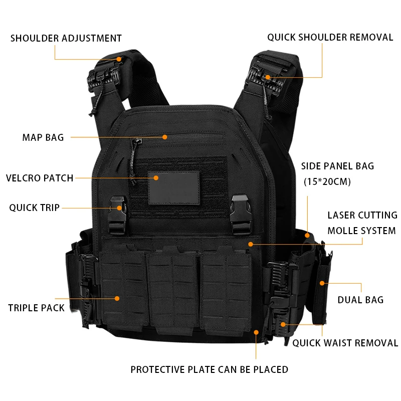 Kamizelka taktyczna 6094 z potrójnym etui na magazynek, tkanina nylonowa 1000D, szybkozłączka, 6094K, akcesoria myśliwskie, Airsoft Combat