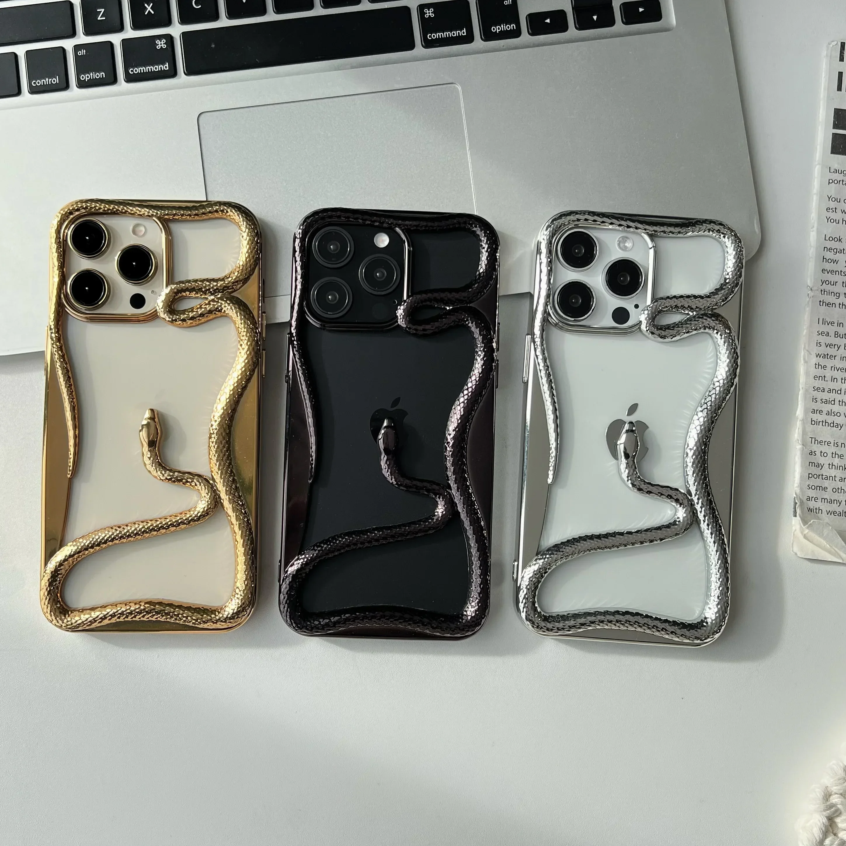 Hohle Schlangenbeschichtung Handyhülle für iPhone 11, 12, 13, 14, 15, 16, 17, Pro Max Plus Luftwärmeableitung Galvanik TPU Soft Cover – Detail 2