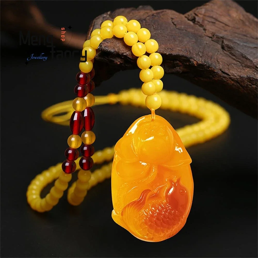 

Natural Amber Beeswax Pixiu Drop koi Cabbage Guanyin Buddha Pendant Exquisite Fashion Luxury Jewelry Best Selling Holiday Gifts