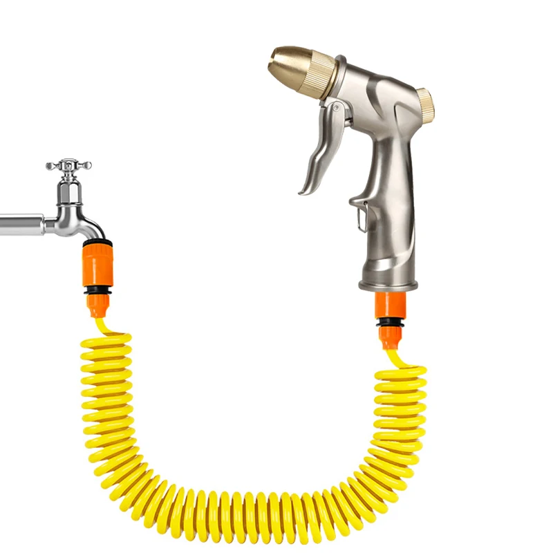 Household Spring Water Pipe, Equipped With Metal High-Pressure Water Gun, Multi-Mode, Car Wash Water Pipe, Garden Watering Tool