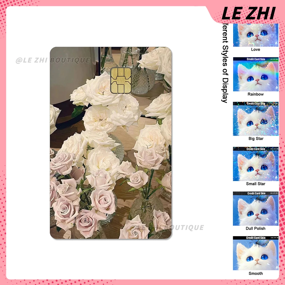 1Pc Beautiful Romantic Flowers Shining Rainbow Stars Love Card Sticker Pvc Waterproof Small Chip Debit Card Credit Sticker