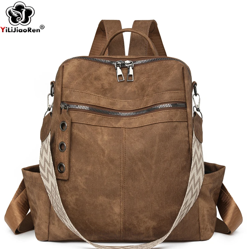 

Fashion Backpack Female High Quality Pu Leather Daypack Women Shoulder Bags Designer Ladies Simple Lightweight Travel Rucksack