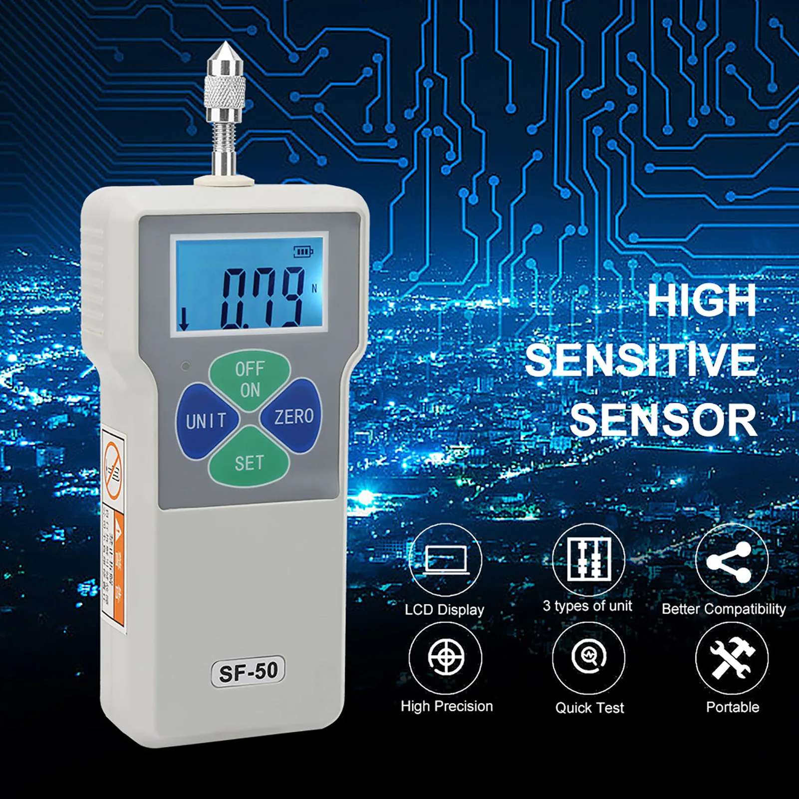 

Digital Force Gauge Digital Force Meter SF-50 Portable Push and Pull Tester Meter Digital Force Gauge 50N/5kg/11lb Force Tester