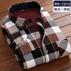 2024 Autumn/winter New Fashion Trend Plaid Shirt Men's Casual Loose Thick Warm High Quality Large Size Long Sleeve Shirt M-4XL