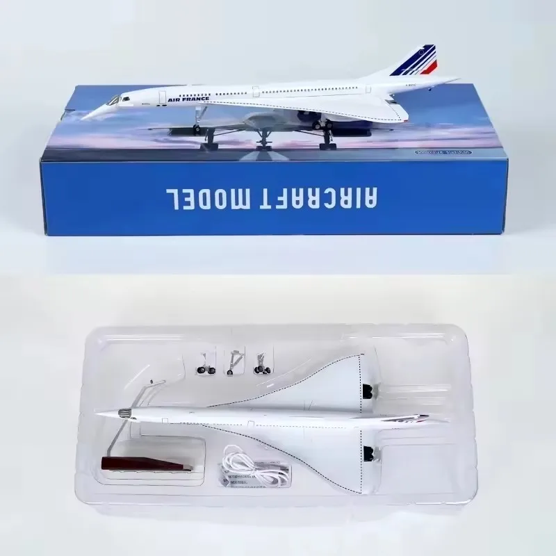 New 1:125 Scale Resin Diecast Air France Concorde Airways With Light Plane Model Airplane Toys Aircraft Collection Display