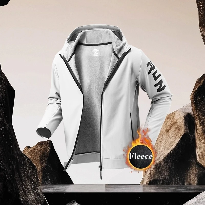 

Men'S Running Fleece Clothes Lightweight Long Sleeve Loose Quick Drying Clothes Training Cycling Fitness Sports Running Jacket