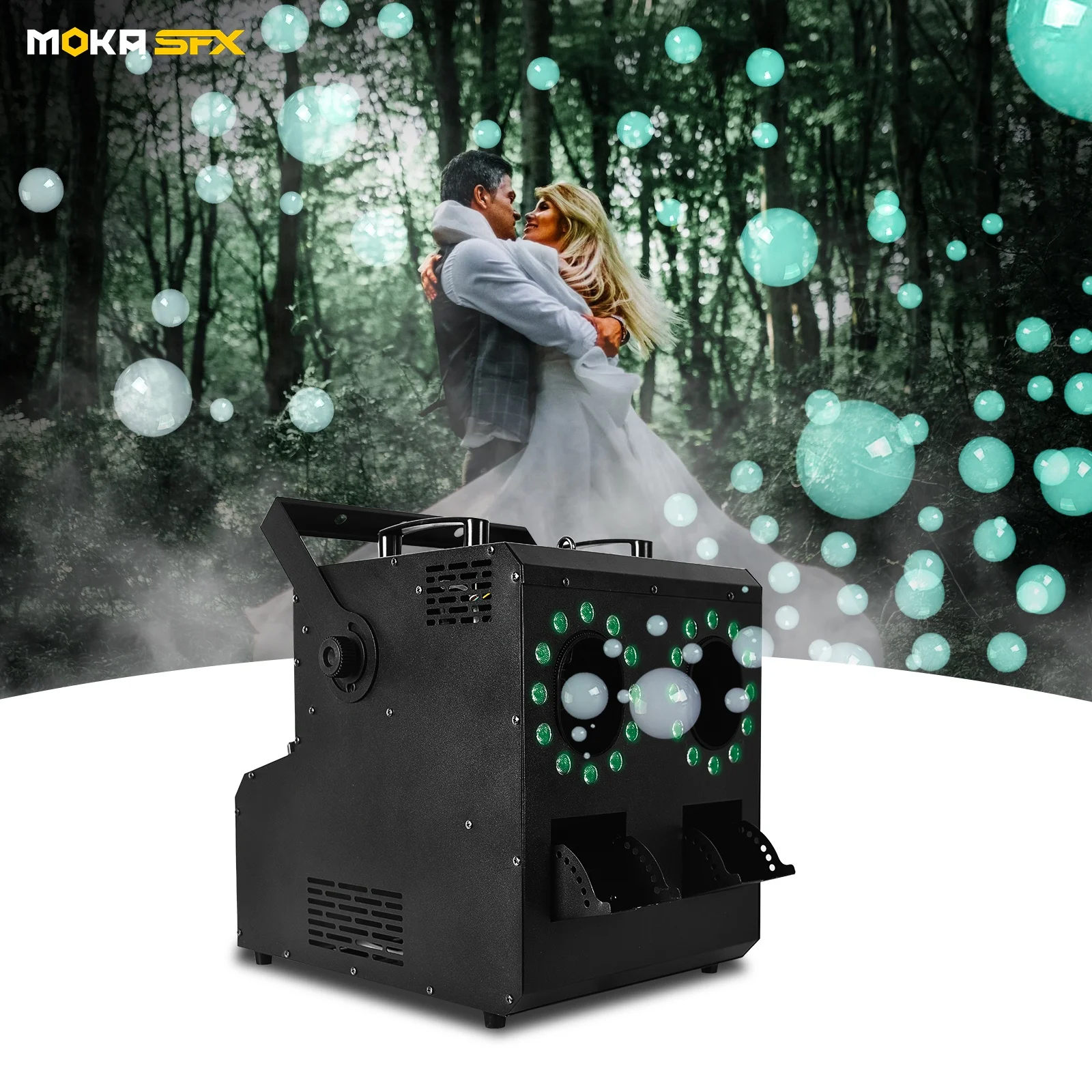 Dual Way LED Smoke Bubble Machinefor for Wedding Pary Stage Concerts Easily Control Remote DMX