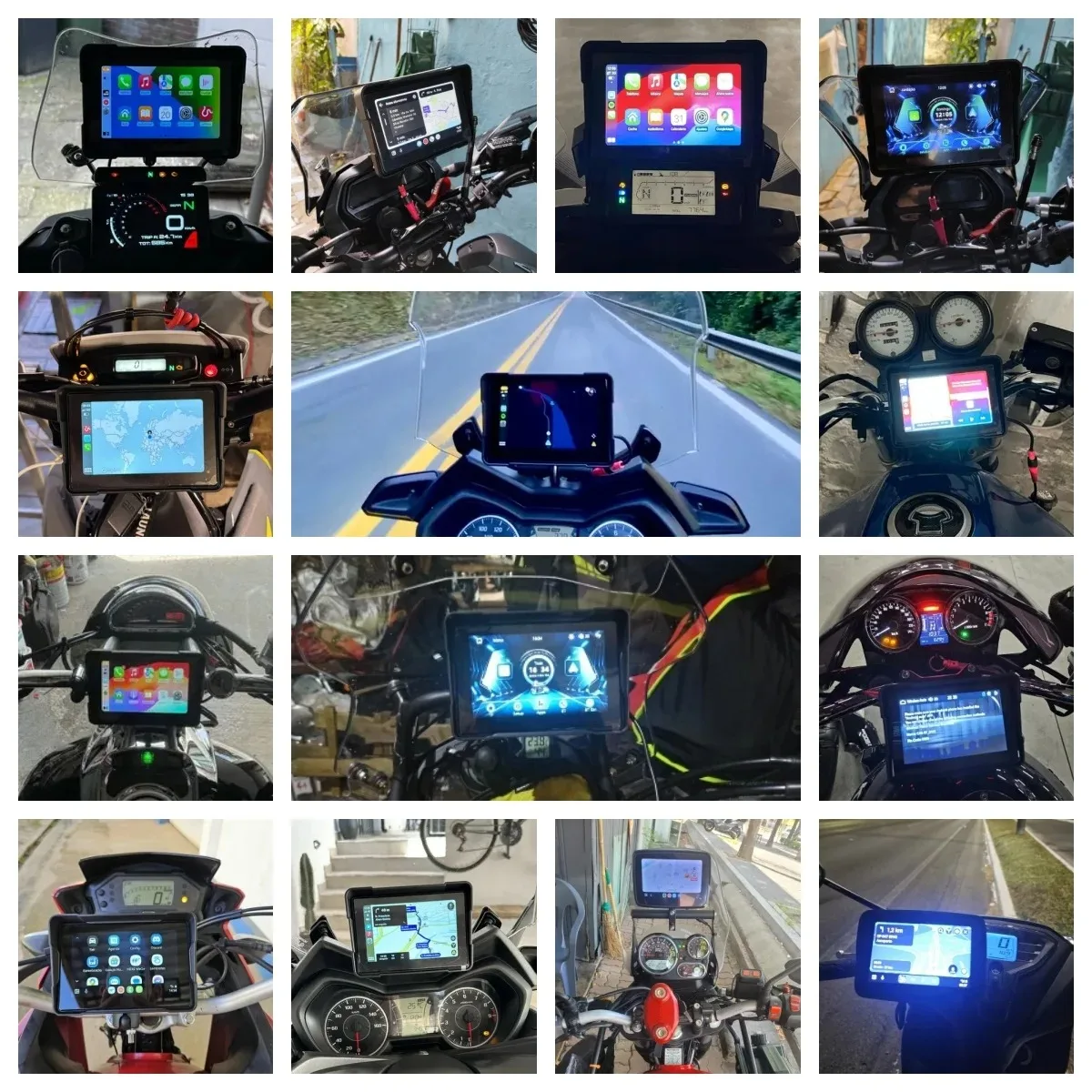 Srnubi 5" Portable Motorcycle DVR Wireless Apple Carplay Android Auto Display Screen IPX7 Waterproof Dual Bluetooth GPS Monitor