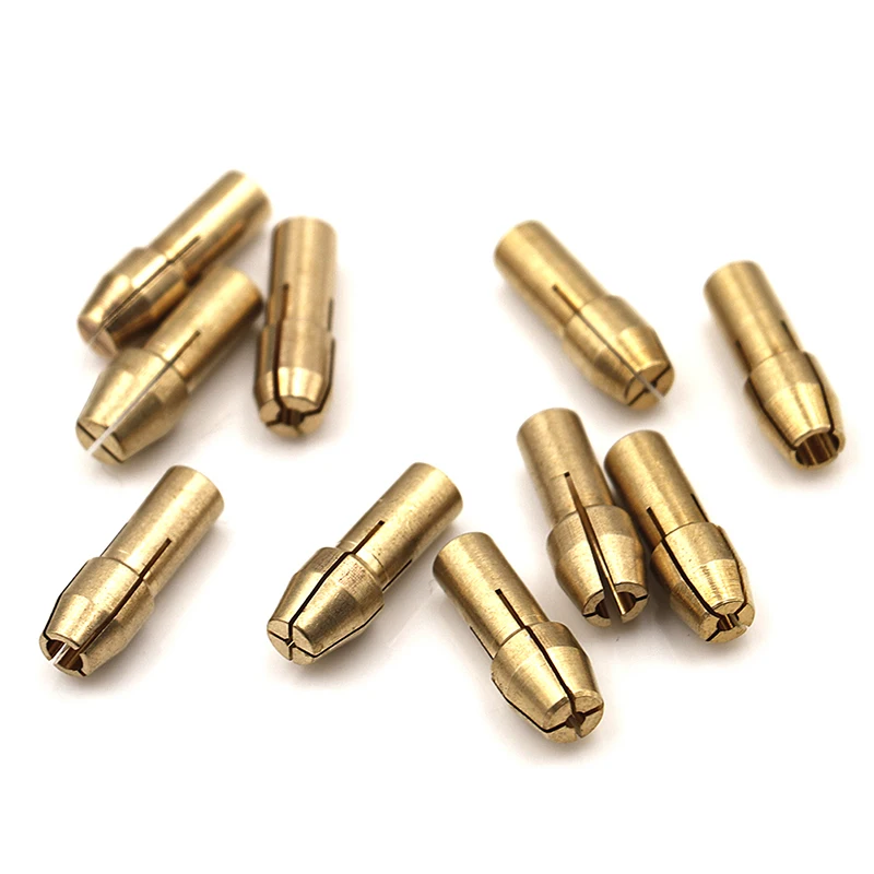 0.5-3.2mm 10pcs Electric Grinding Accessories Sets Drill Brass Electric Grinder Three-Prong Collet Chuck ForDremel Rotary Tool