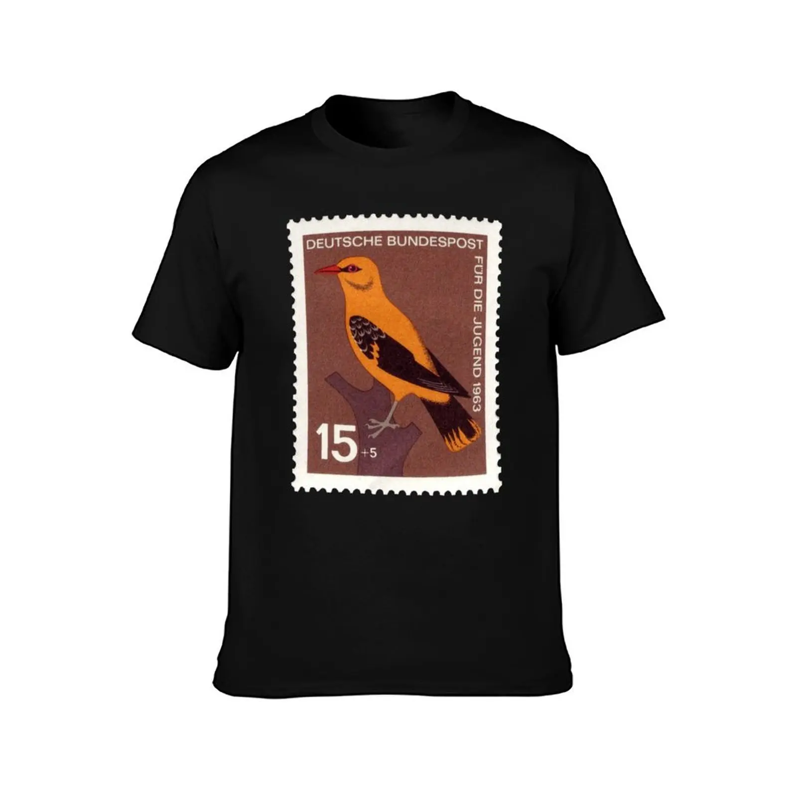 Germany Orange Bird 1963 Vintage Postage Stamp T-Shirt Soft Lightweight Cotton T-Shirt