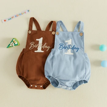 First Birthday Baby Boy Overalls 1