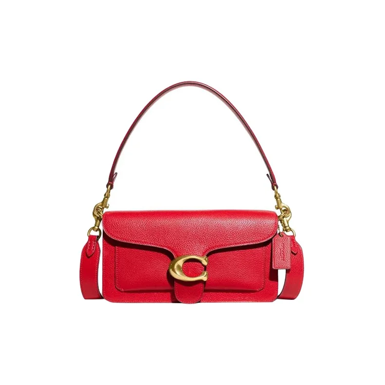COACH Tabby Polished Pebbled Leather Portable Crossbody Bag, Shoulder Bag Medium Women's Bright Red 73995-B4UP7