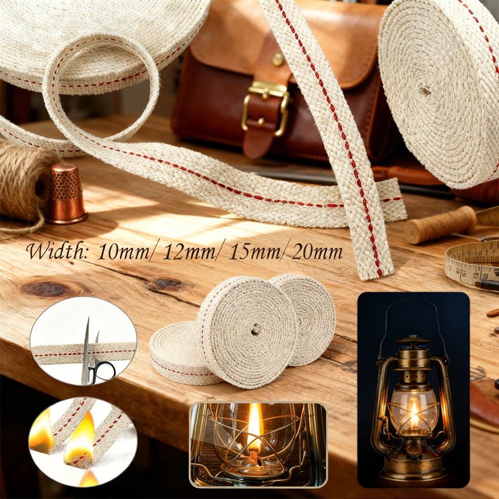 

1M Flat Cotton Wick for Oil Lamp Braided Cotton Wick For Lamp Flat Wick, Lamp Wick Braided Cotton Flat Oil For