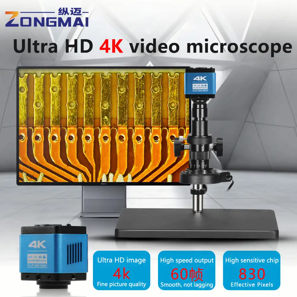 Ultra HD cyfrowy kamera z mikroskopem wideo elektroniczny 4K pomiar typu c TF pudełko na karty kamera przemysłowa interfejsu C