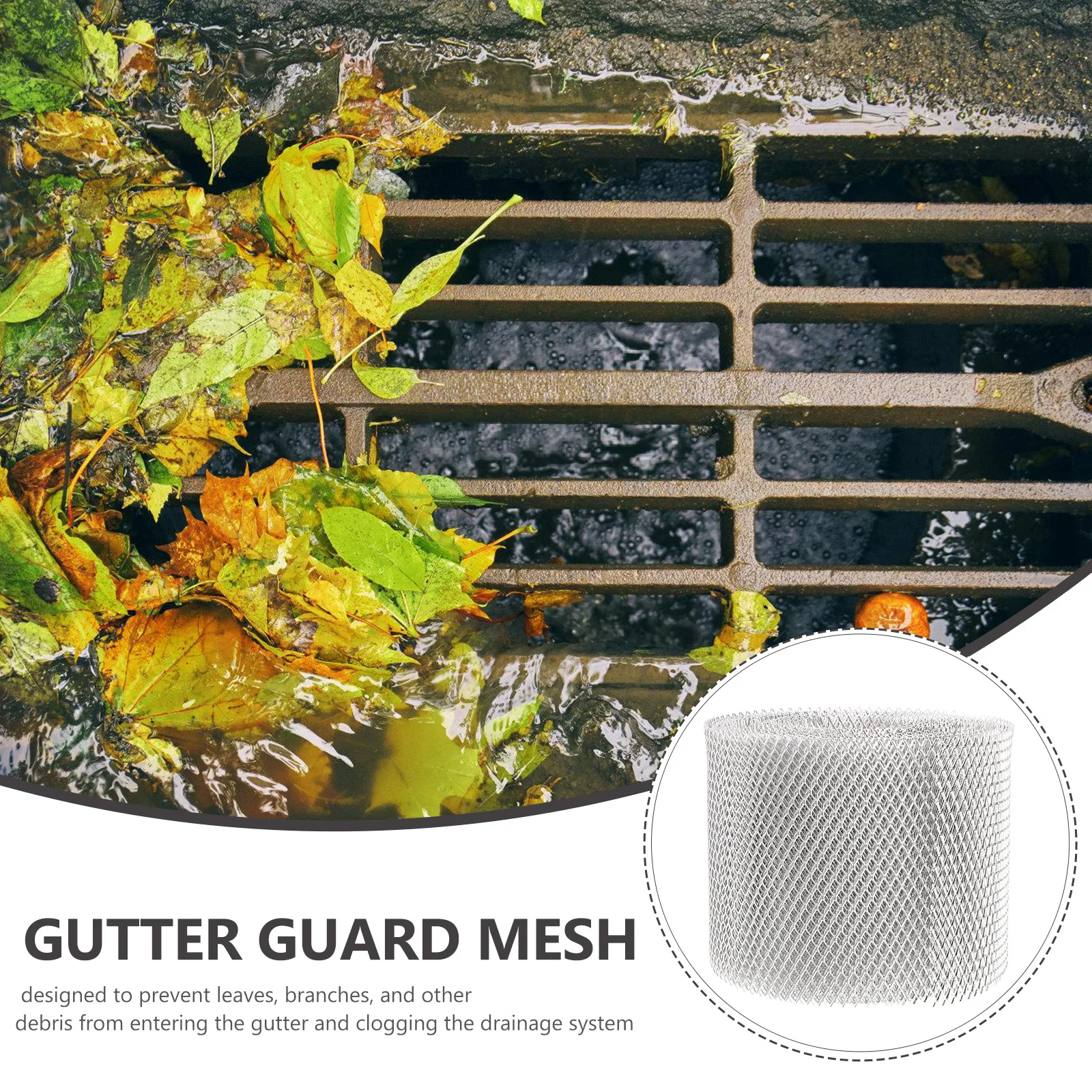 

Waterproof Gutter Guard Mesh Roll with High Strength Alloy Core Leaf Guards for Gutters No Clogging Rain Gutter Protection