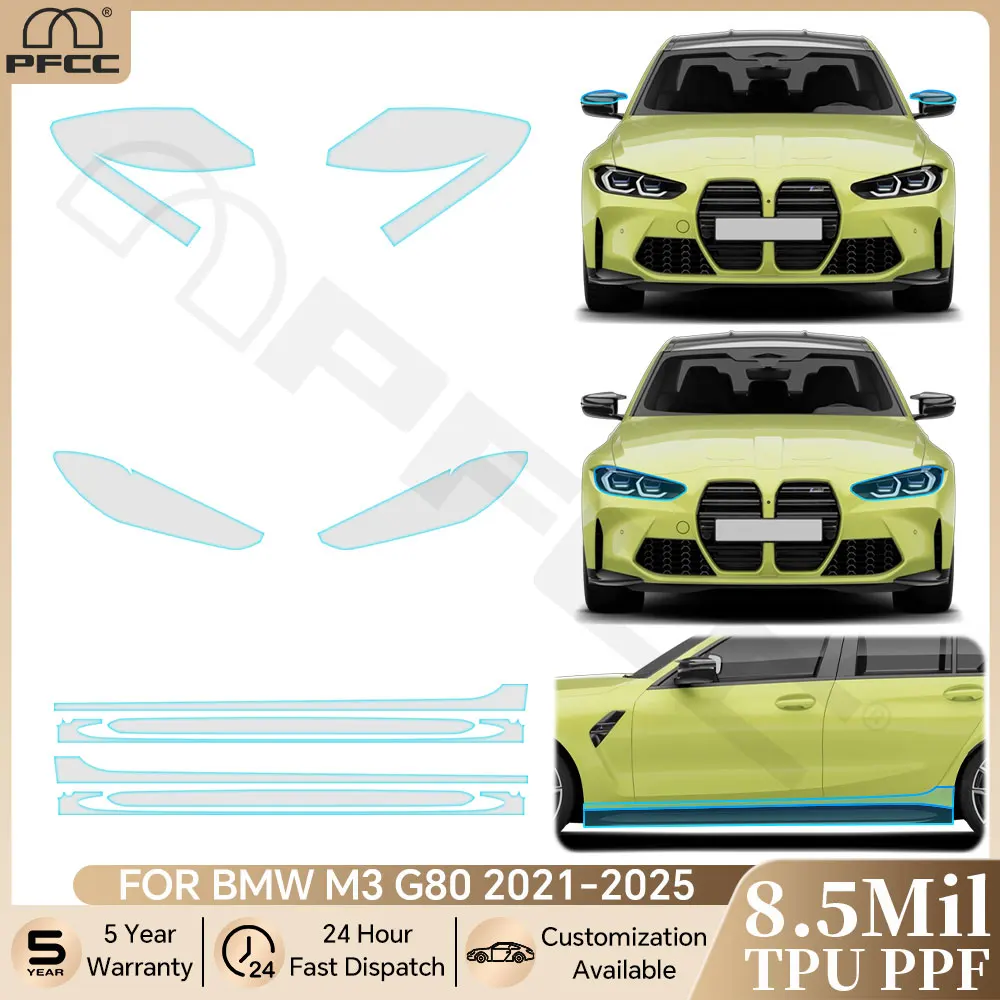

For BMW M3 G80 2021 2022 2023 Pre-cut PPF Bra Car Headlight Rearview TPU Paint Protection Film Anti-scratch Clear Kit Resistant