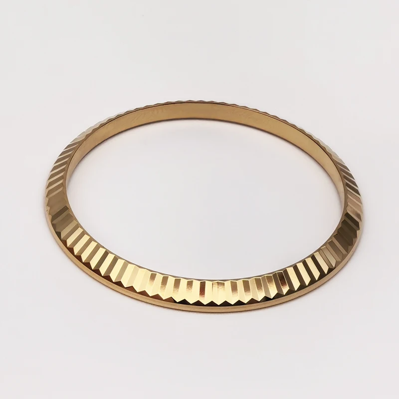 Yellow & Rose Gold Plated Fluted Bezel for RLX Datejust 36mm, Two Color Options for 16233 116231 126231, Aftermarket Part