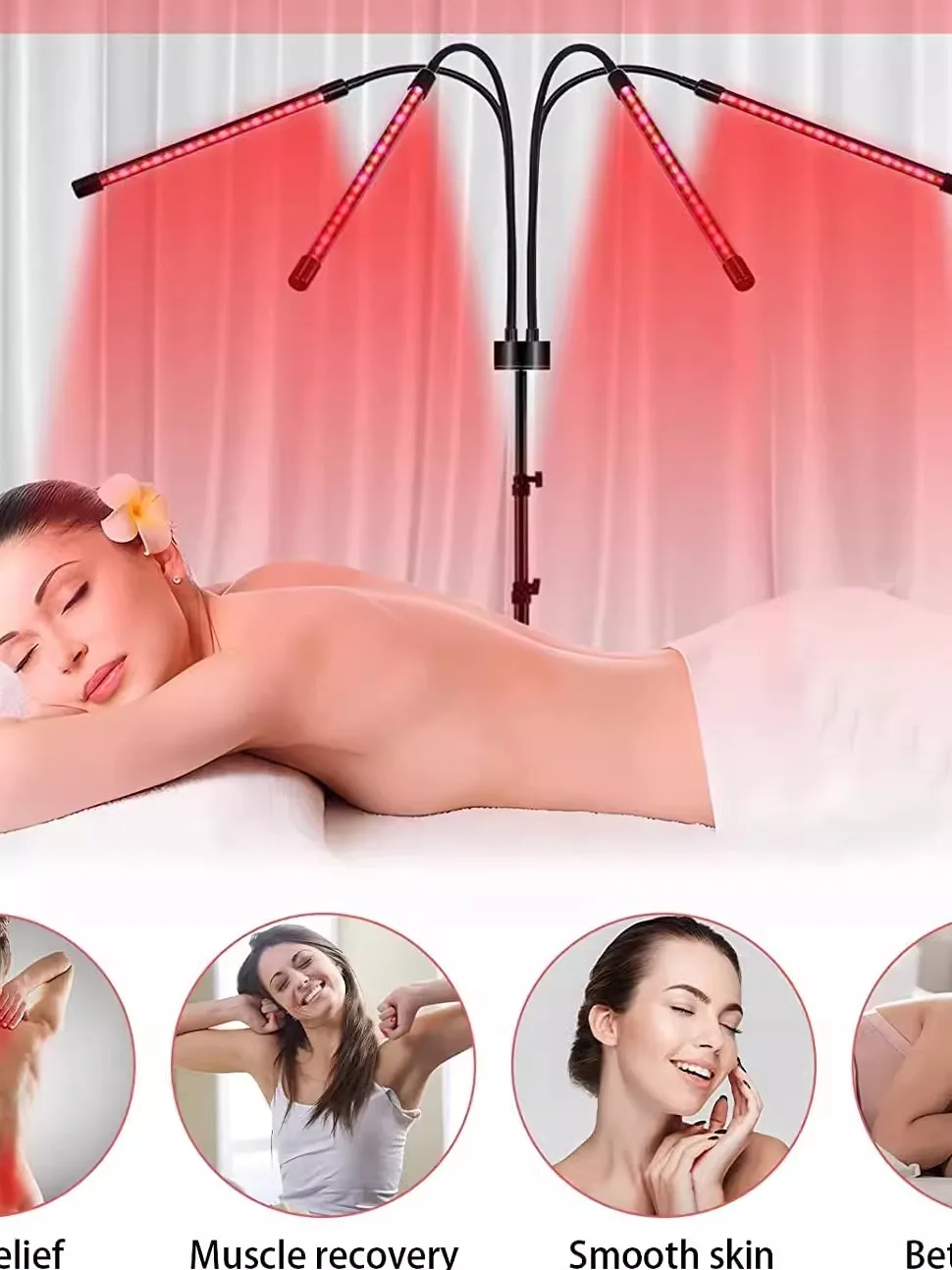 Tubo Terapeutico Luce Rossa Lampada per Fisioterapia a Led Treppiede 4/5 Lampada Attrezzatura Illuminazione a Infrarossi Temporizzazione Lampada di Riscaldamento per Salone di Bellezza