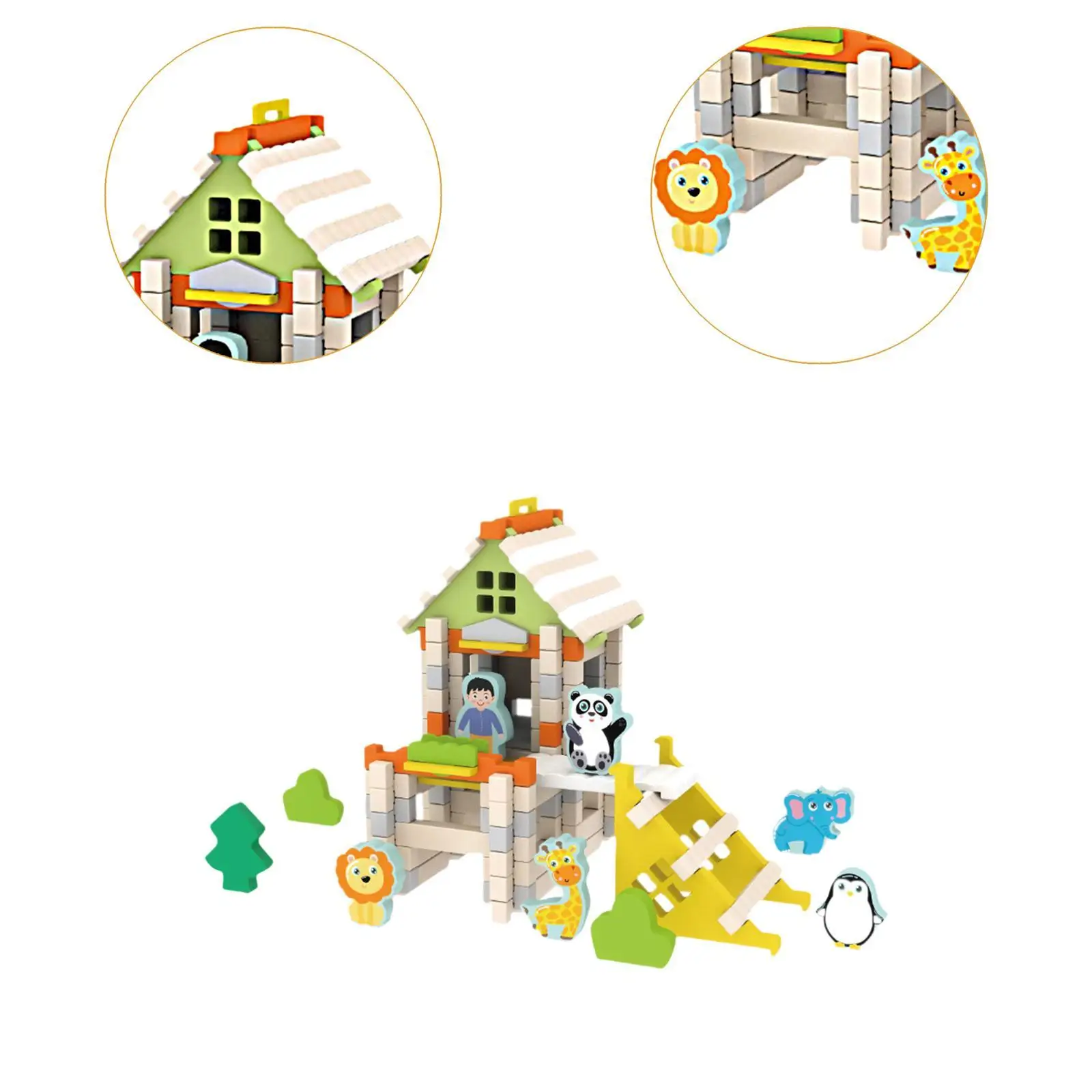 Wooden House DIY Building Blocks Set Creative Educational Toy for Children