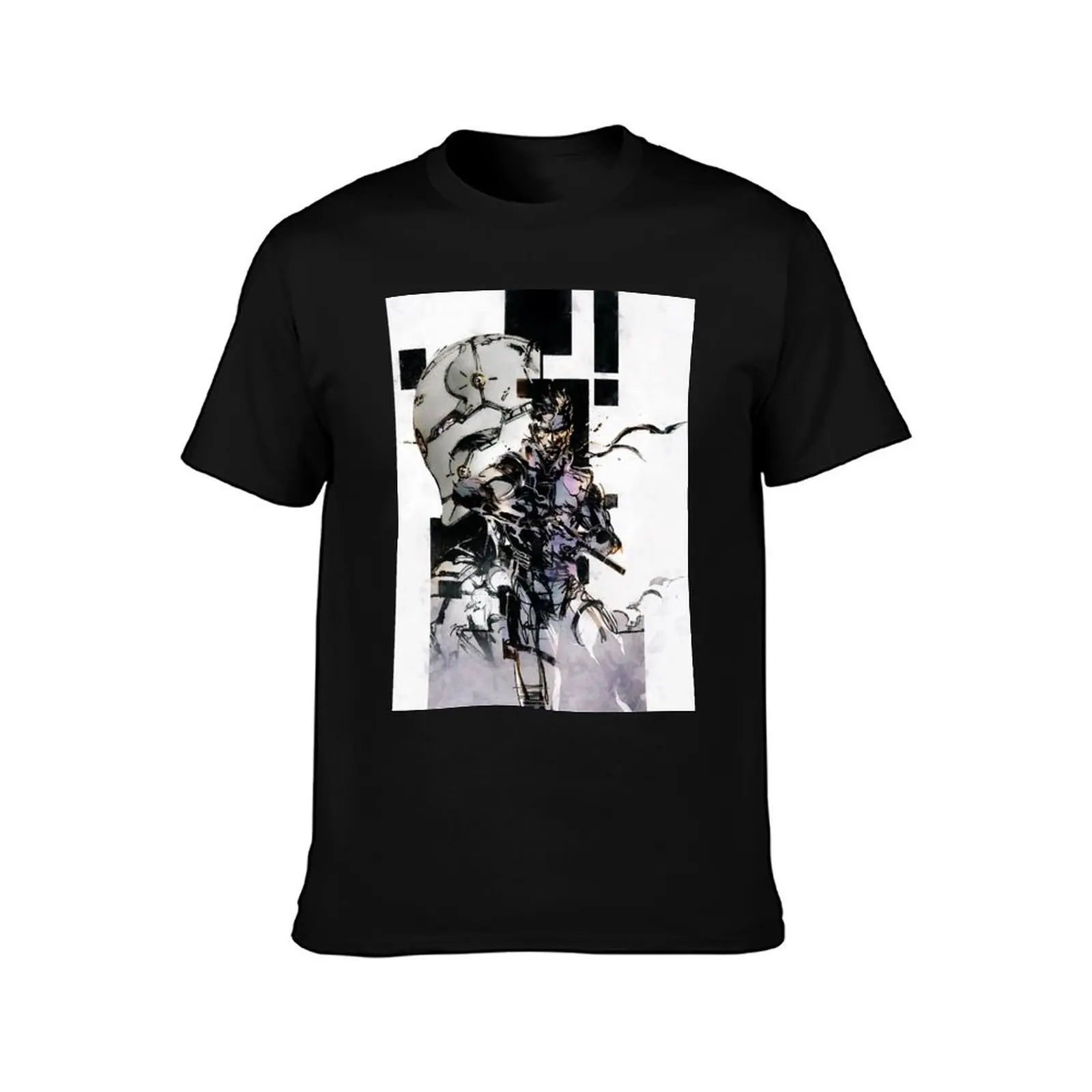 Solid Snake and Cyborg Ninja T-Shirt, Summer Casual Cotton Tee, Oversized Streetwear Tops, Vintage Graphic Print, 100% Cotton