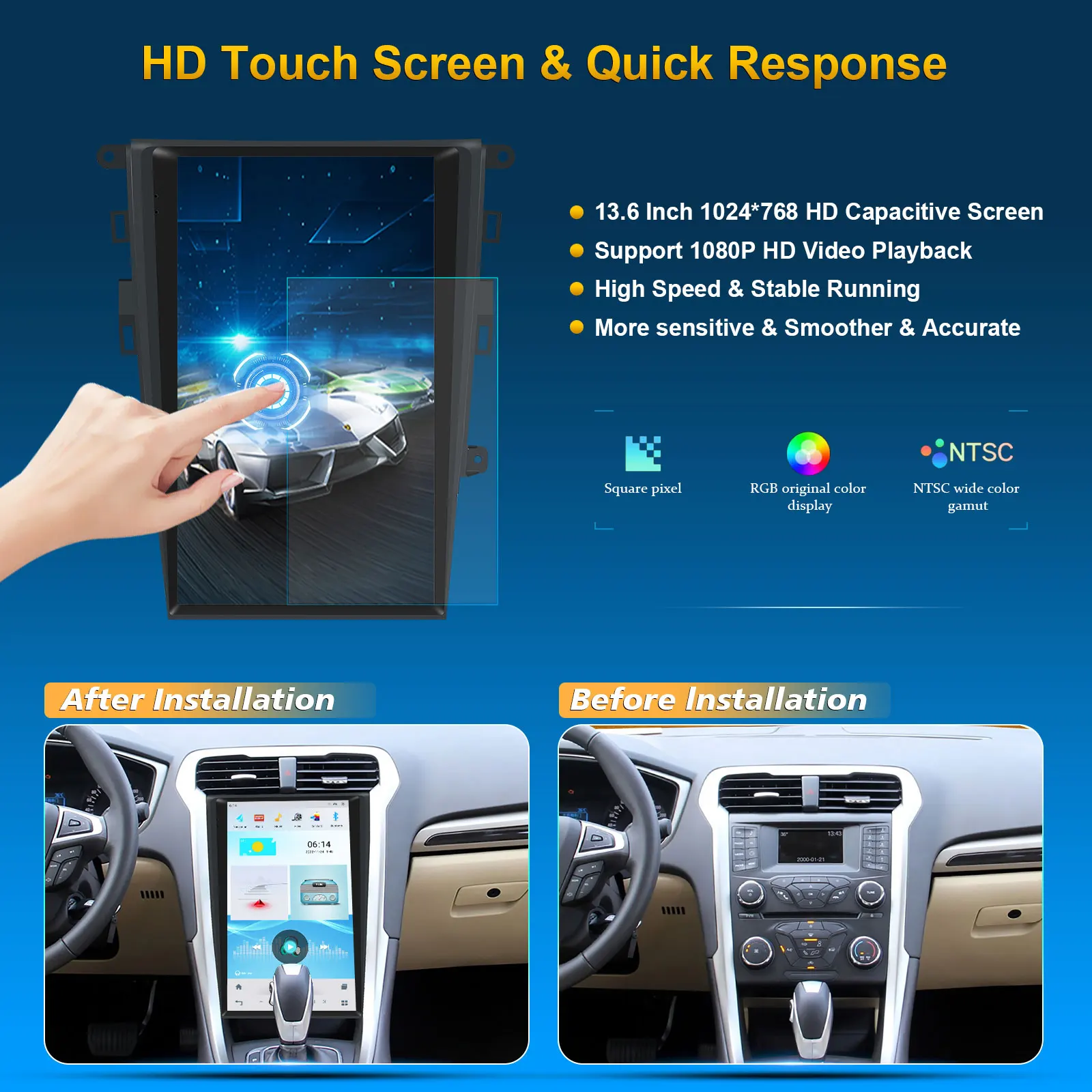 Special Sale Android Car Vertical Screen 13.6 inch Multimedia DSP NAVIGATION For Mondeo Fusion MK5 2013- AUTO A/C & Manual A/C