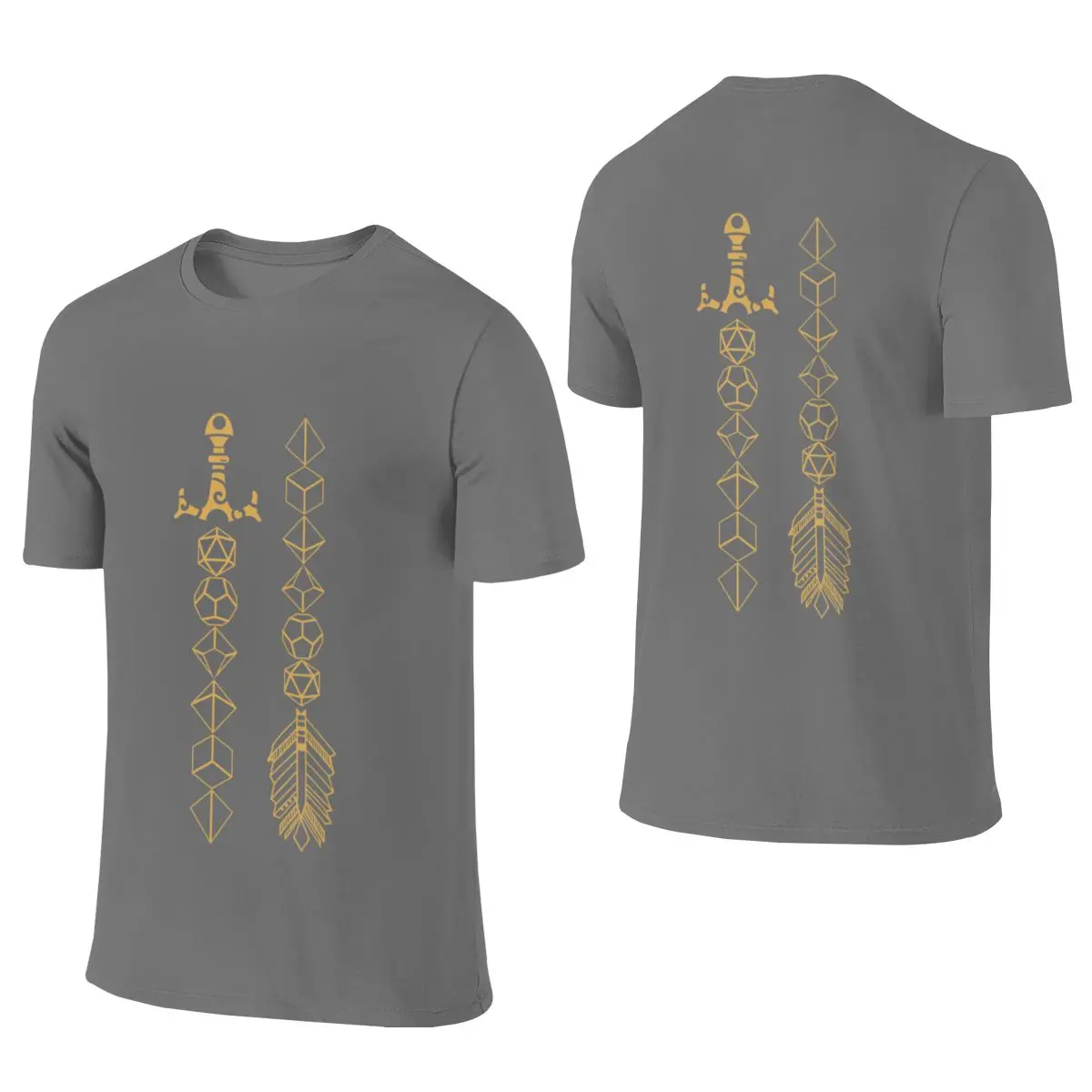 Polyhedral Dice Set Sword And Arrow Tabletop RPG Gaming Business Casual Reversible T-shirtKorean-Style Vibe Rich Color Basic Tee