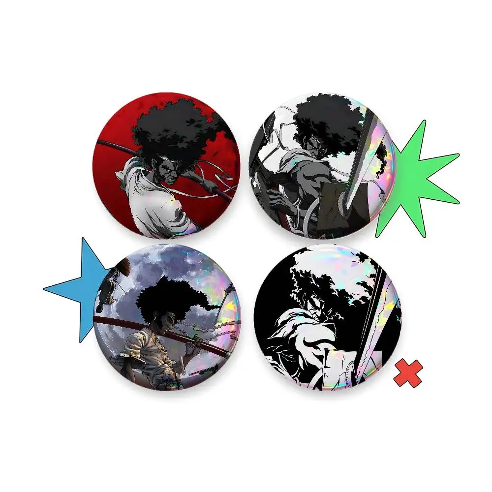 Classic Anime Afro Samurai For Badge Custom Laser Hologram Enamel Pin Badge Metal Lapel Brooch For Clothes Bag Accessory Gift