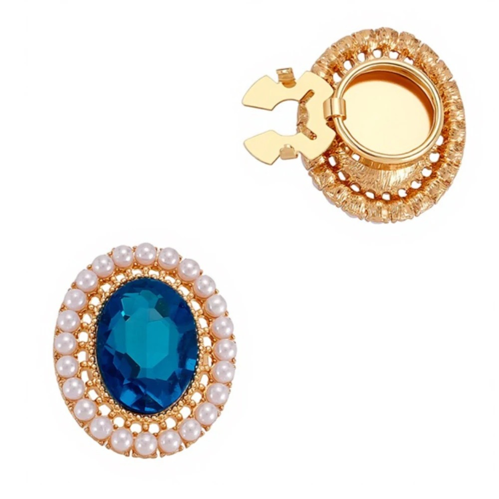 A Set Luxury Cat Eye Gemstone Shirt Cufflinks Detachable Collar Elegant  Button Covers Jewelry Accessories for Men Women