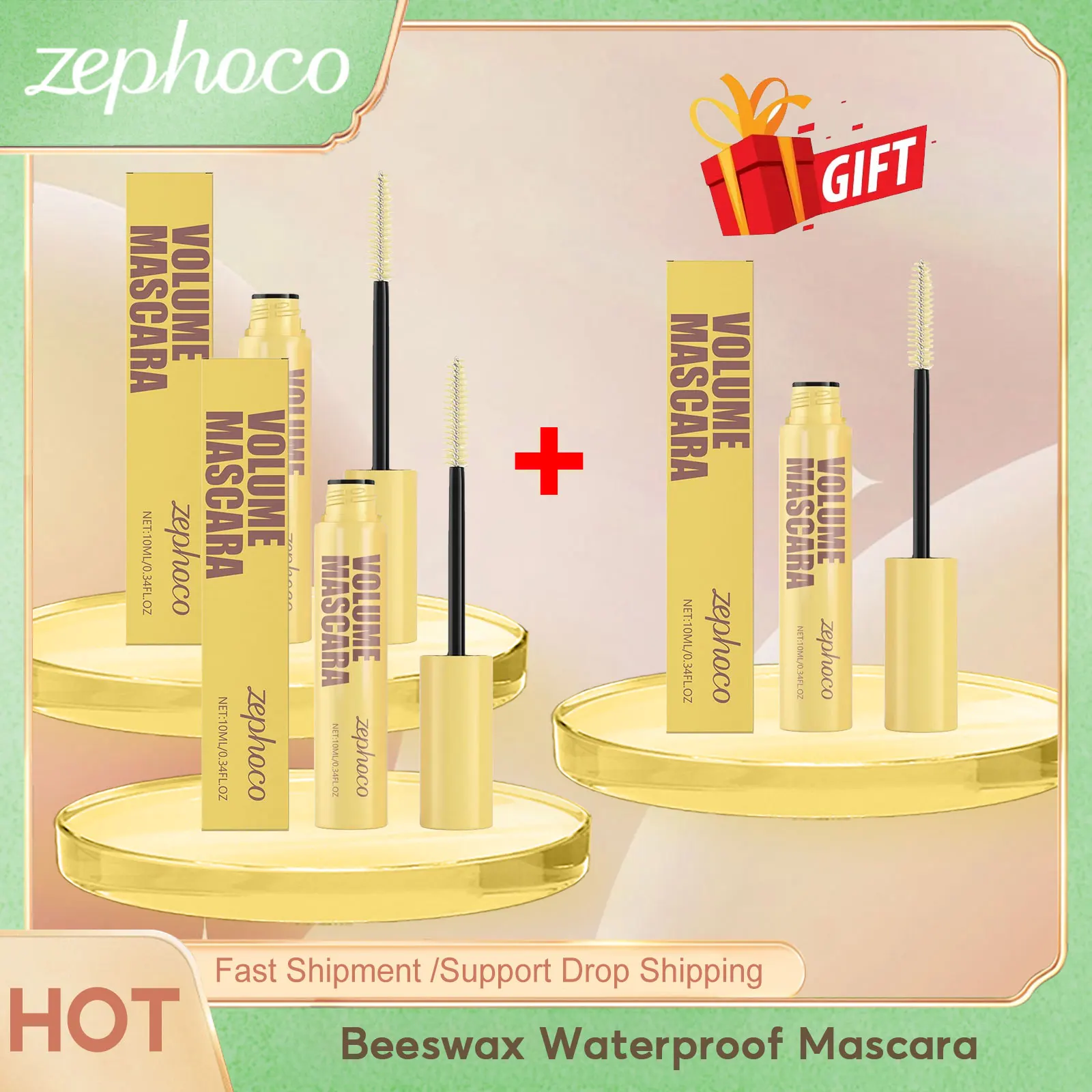 ゼフォコ 蜜蝋防水マスカラ 持続カール 厚く強力なシェーピング エクストラボリューム 防水メイクアップマスカラクリーム